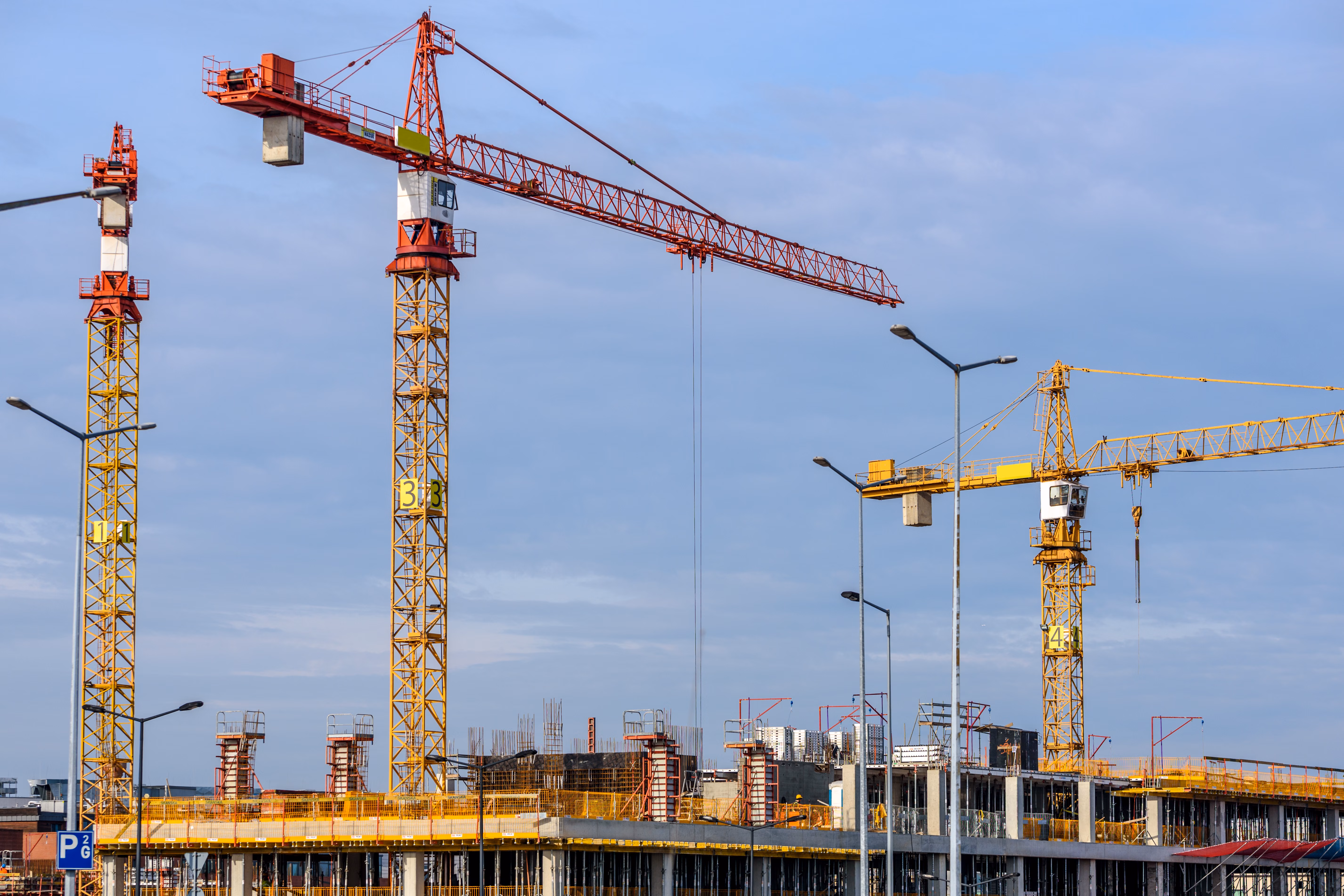 Tower cranes on site